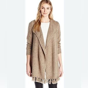 Bass Wool Blend cascading brown fringe long sweater size extra large